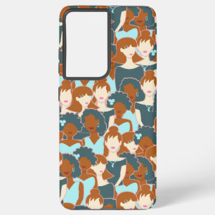 Seamless pattern with black girls and white girls samsung galaxy s21 ultra case