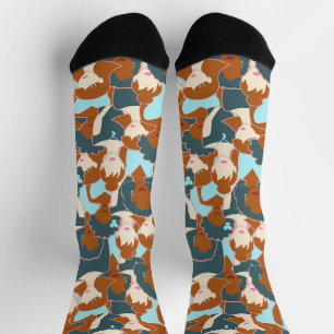 Seamless pattern with black girls and white girls socks