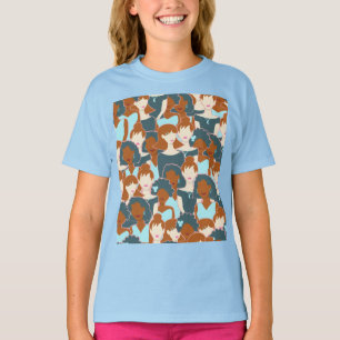 Seamless pattern with black girls and white girls T-Shirt
