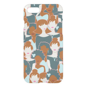 Seamless pattern with black girls and white girls iPhone SE/8/7 case