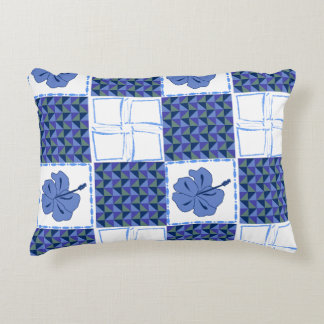 Seamless pattern with blue hand-drawn tropical accent pillow