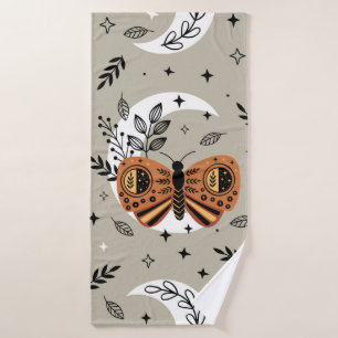 seamless pattern with bohemian butterfly on the mo bath towel