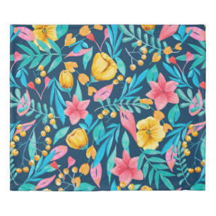 Seamless pattern with botanical elements. Watercol Duvet Cover