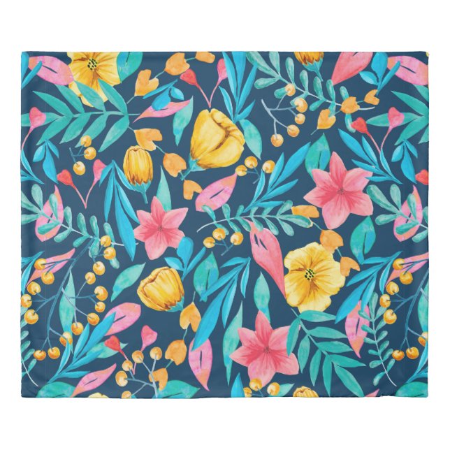 Seamless pattern with botanical elements. Watercol Duvet Cover (Front)