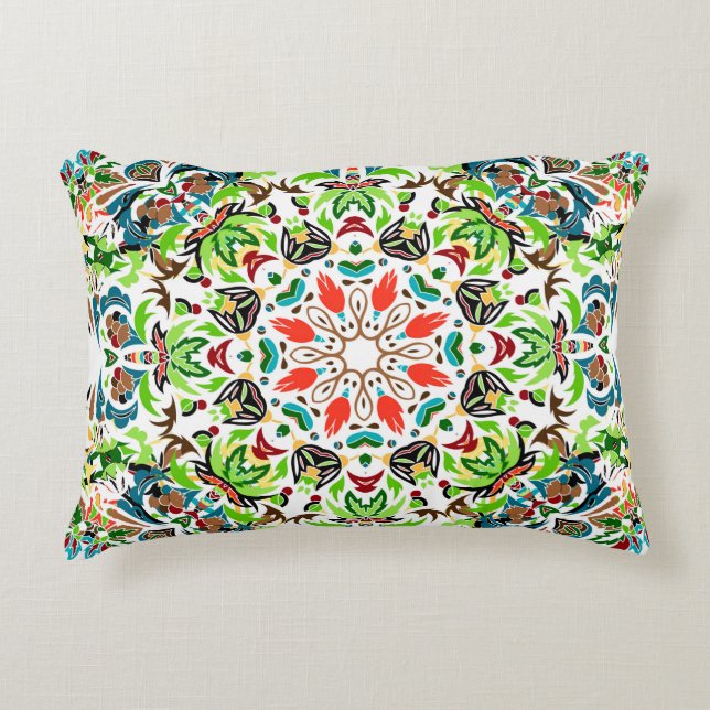  seamless pattern with bright floral ornament. Vin Accent Pillow (Front)