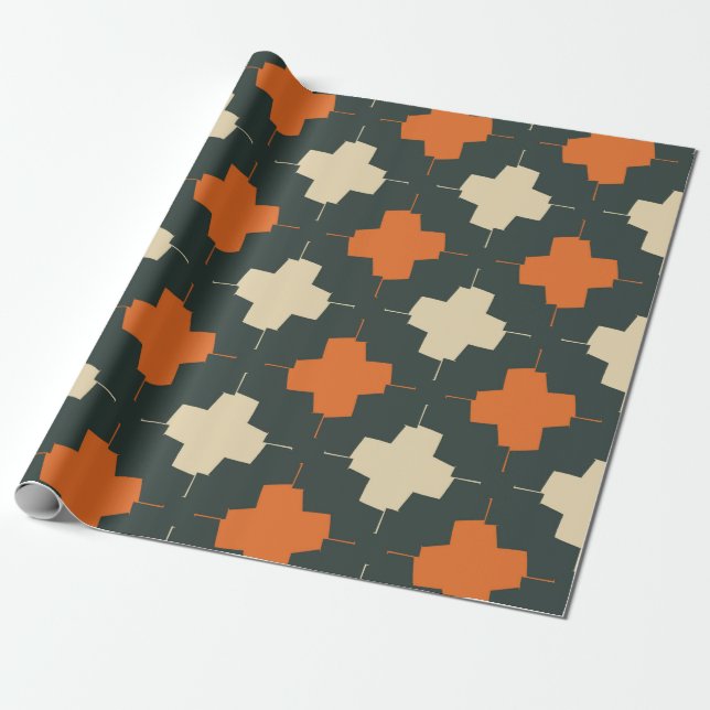 Seamless pattern with bright geometric elements on wrapping paper (Unrolled)
