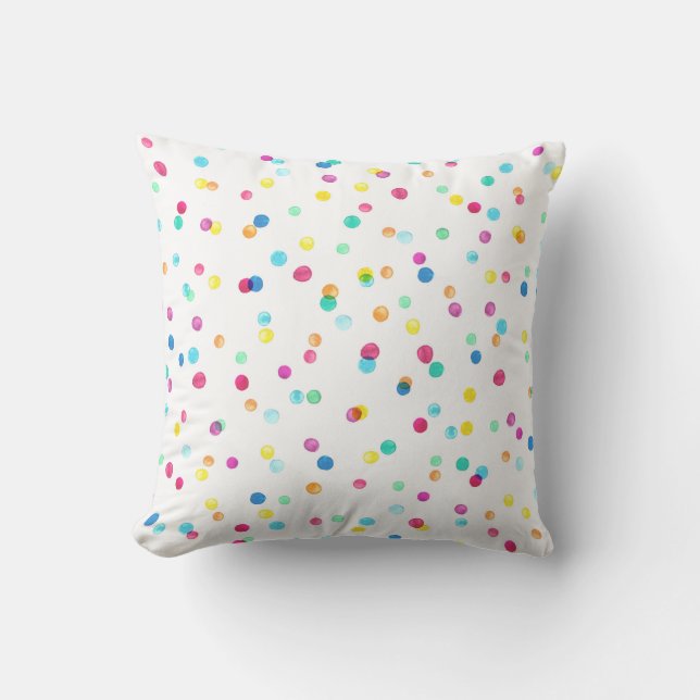 Seamless pattern with bright watercolor dots throw pillow (Front)