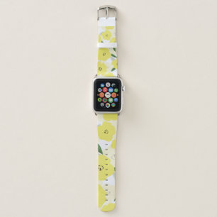 Seamless pattern with bright yellow flowers backgr apple watch band