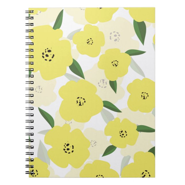 Seamless pattern with bright yellow flowers backgr notebook (Front)