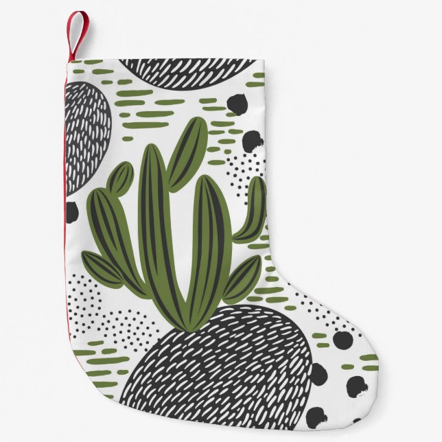seamless pattern with cactus on white background.  small christmas stocking (Front)