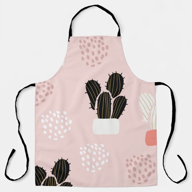 Seamless pattern with cactuses succulents leaves a apron (Front)