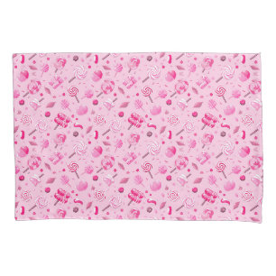 Seamless pattern with candies, lollipops, blue bac pillow case