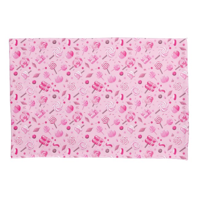 Seamless pattern with candies, lollipops, blue bac pillow case (Front)
