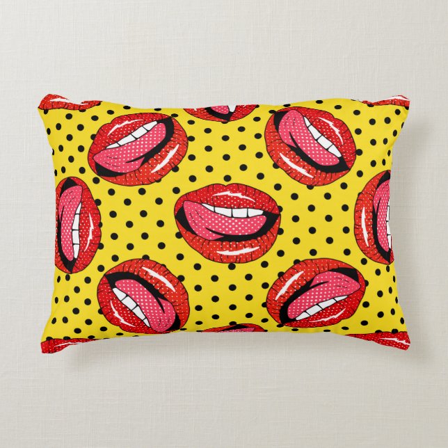 Seamless pattern with cartoon patch badges with li accent pillow (Front)