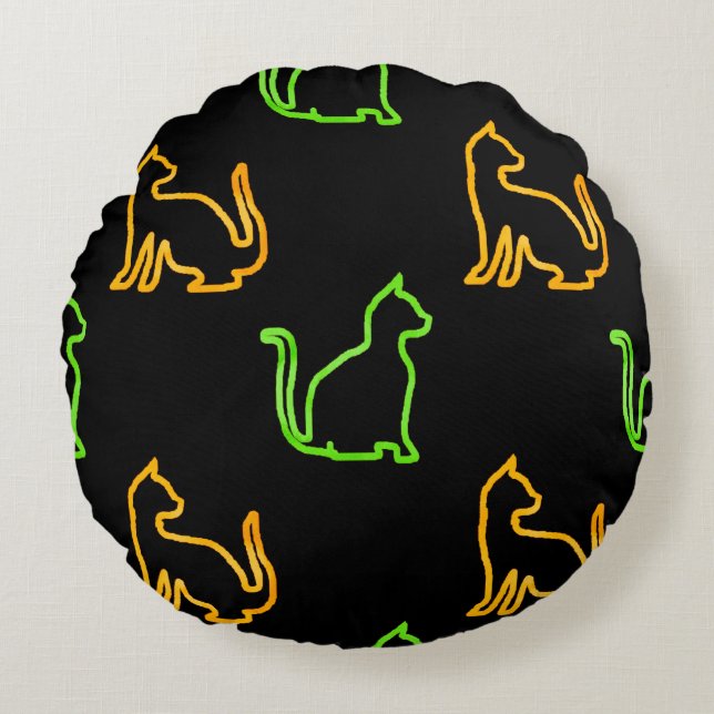 Seamless pattern with catsabstract,animal,art,arti round pillow (Front)