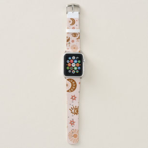 seamless pattern with celestial eye, moon, sun apple watch band