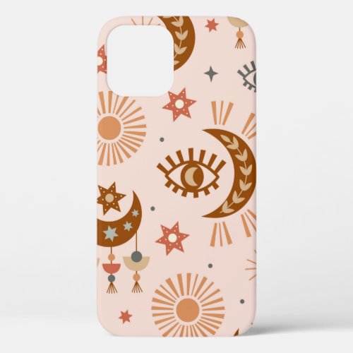 seamless pattern with celestial eye moon sun iPhone 12 case