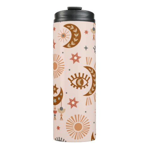 seamless pattern with celestial eye moon sun thermal tumbler