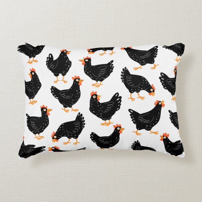 Seamless pattern with chicken accent pillow (Front)