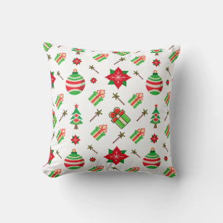 Seamless pattern with christmas festive elements throw pillow