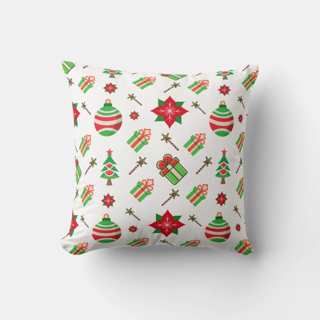 Seamless pattern with christmas festive elements throw pillow (Front)