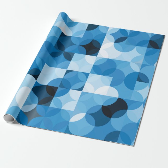 Seamless pattern with circles. Abstract blue backg Wrapping Paper (Unrolled)