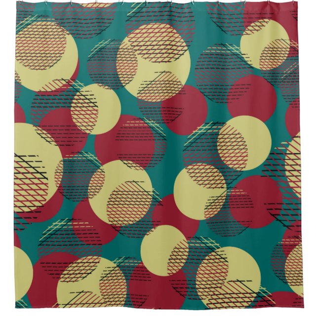 Seamless pattern with circles and lines.  shower curtain (Front)