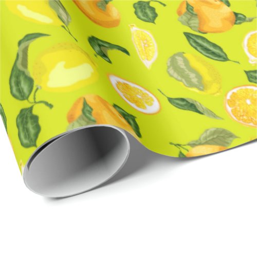 Seamless pattern with citrus fruits wrapping paper