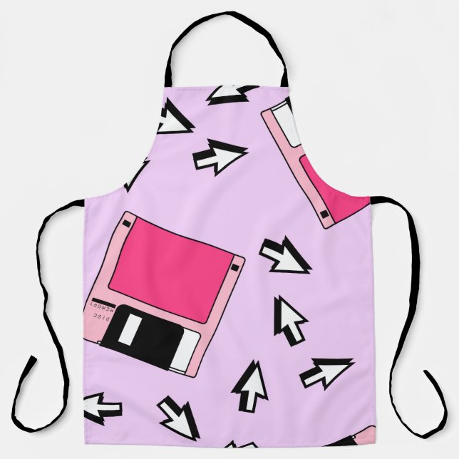 Seamless pattern with colorful floppy disk in vapo apron (Front)