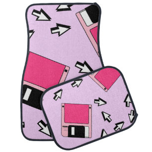 Seamless pattern with colorful floppy disk in vapo car floor mat