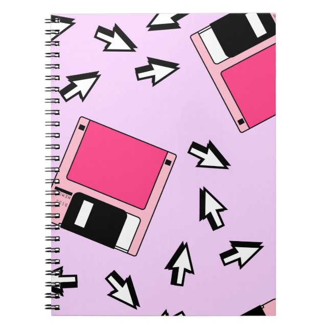 Seamless pattern with colorful floppy disk in vapo notebook (Front)