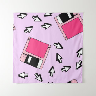 Seamless pattern with colorful floppy disk in vapo tapestry
