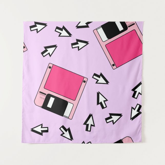 Seamless pattern with colorful floppy disk in vapo tapestry (Front)