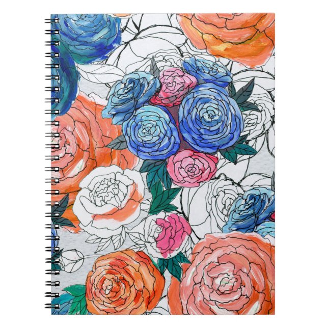 Seamless pattern with colorful flowers notebook (Front)