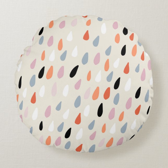Seamless pattern with colorful hand drawdrops stai round pillow (Front)