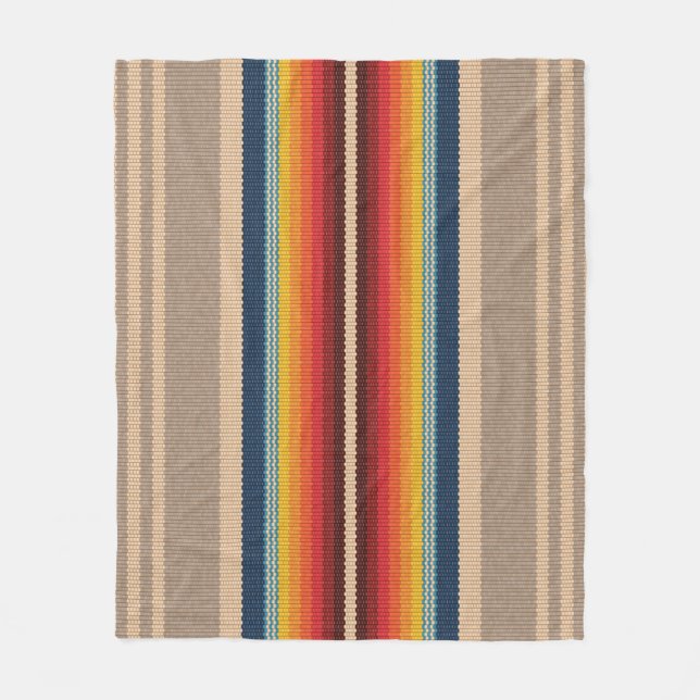 Seamless pattern with colorful serape stripes fleece blanket (Front)