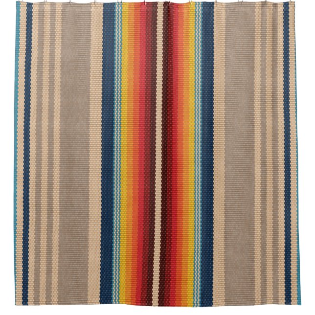 Seamless pattern with colorful serape stripes shower curtain (Front)