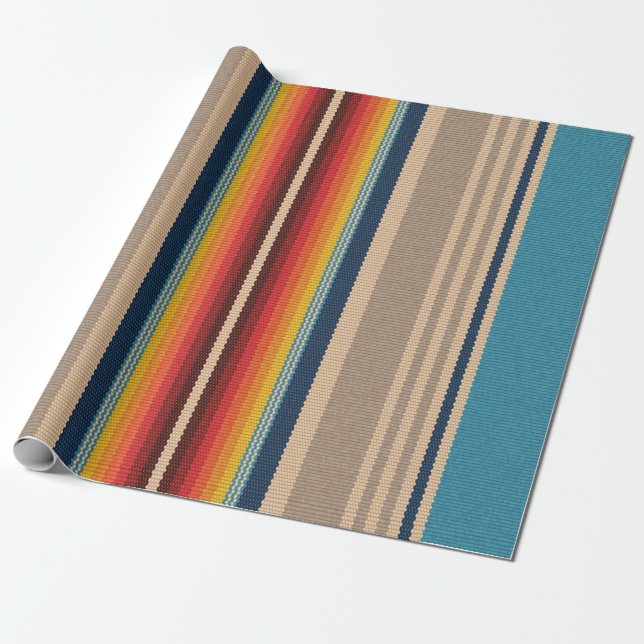 Seamless pattern with colorful serape stripes wrapping paper (Unrolled)