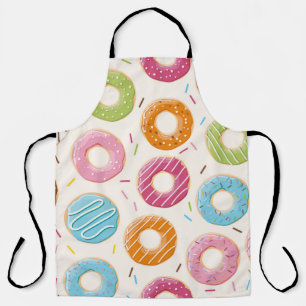 Seamless pattern with colorful tasty glossy donuts apron