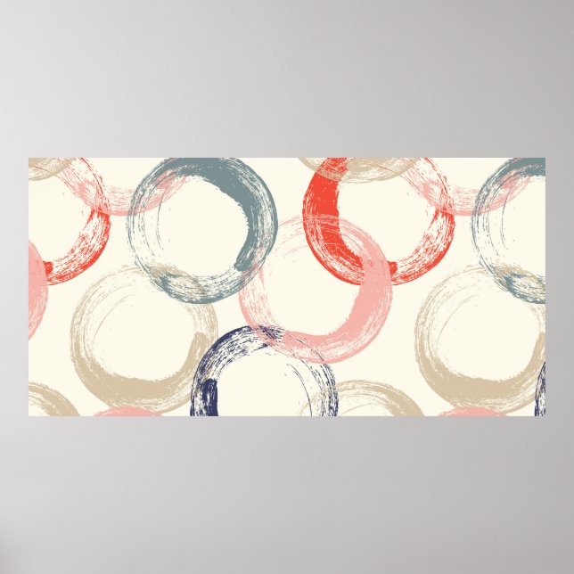 Seamless pattern with colorful watercolor circles poster (Front)