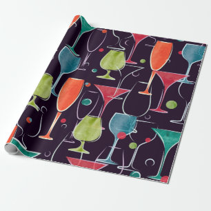 Seamless pattern with colorful watercolor cocktail wrapping paper