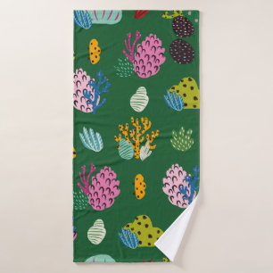 Seamless pattern with corals branches and sea plan bath towel