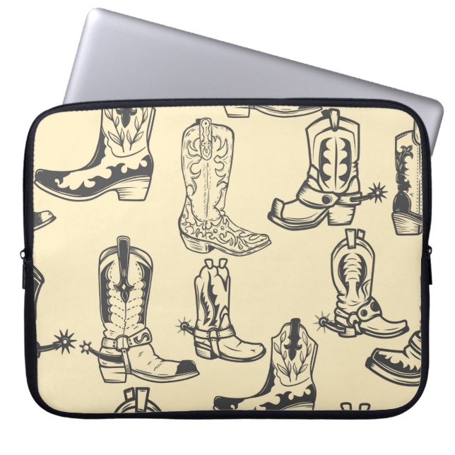 Seamless pattern with cowboy boots. cowboy,cowgirl laptop sleeve (Front)