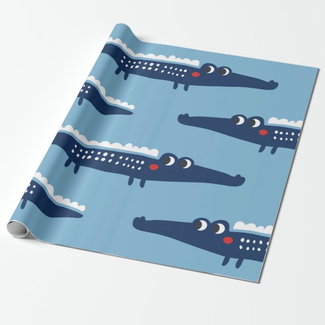 Seamless pattern with crocodiles wrapping paper (Unrolled)