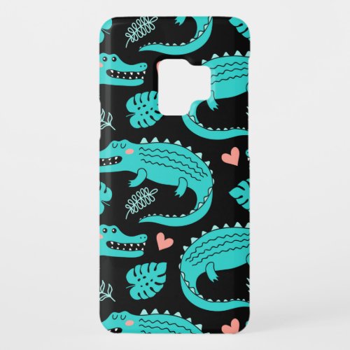 Seamless pattern with cute cartoon crocodiles Case_Mate samsung galaxy s9 case
