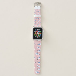 Seamless pattern with cute cartoon seagulls apple watch band