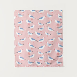 Seamless pattern with cute cartoon seagulls tapestry