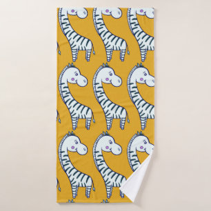 Seamless pattern with cute cartoon zebras yellow b bath towel