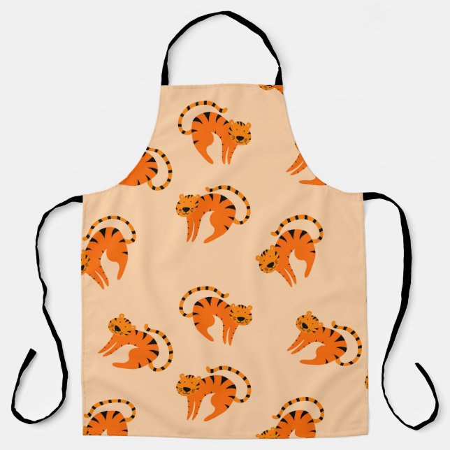 Seamless pattern with cute cartoons tigers apron (Front)