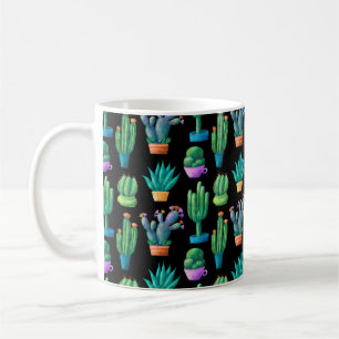 Seamless pattern with cute colorful cacti, tall, r coffee mug